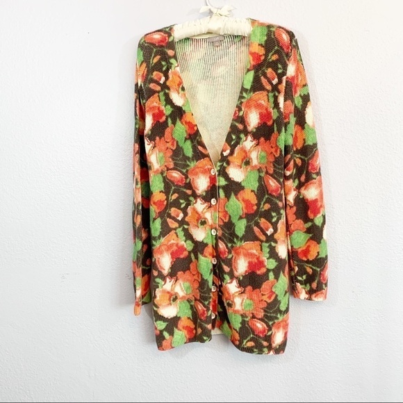 J. Jill Bright Floral Cardigan Sweater - Picture 1 of 5